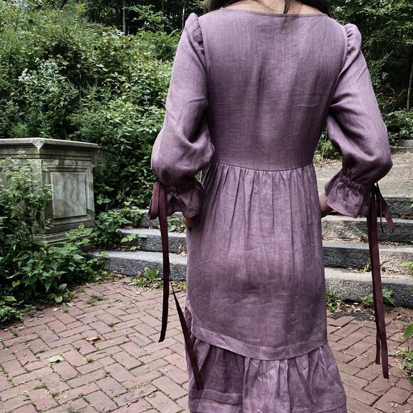 NWOT Lennox Linen Dress in Antique Plum (L) - Picture 5 of 14